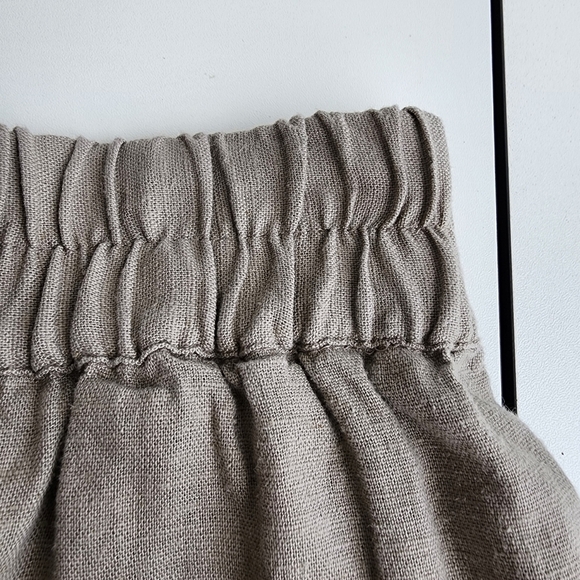 Ann Taylor Loft Linen Tan Gray Elastic Side-Pocket Comfy Straight Short Skirt S - Picture 9 of 9